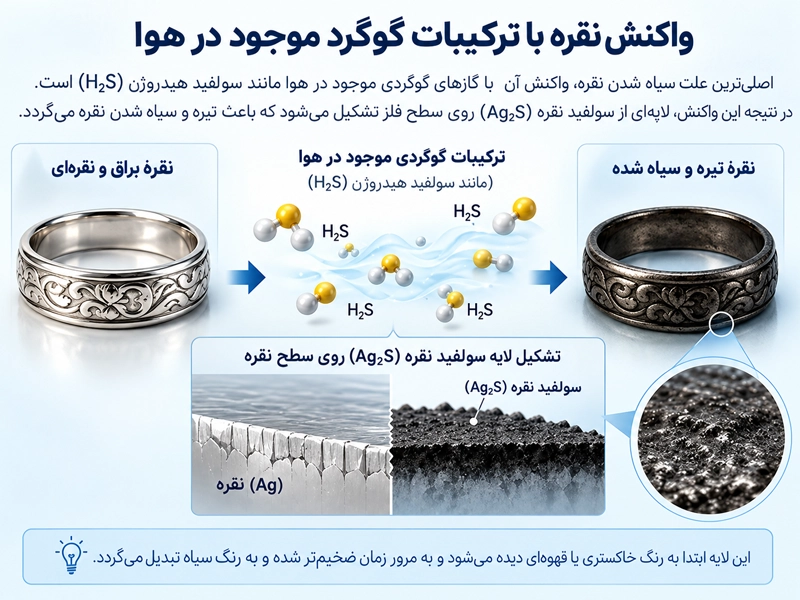 واکنش نقره با ترکیبات گوگرد موجود در هوا؛ اصلیترین علت سیاه شدن نقره
